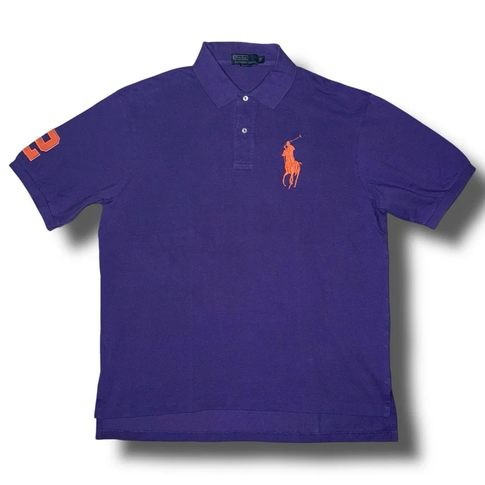 POLO RALPH LAUREN Big Pony Polo Shirt‎ Men XLT Tall Purple Orange Embroidery 2